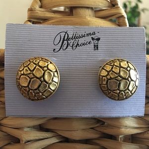 Vintage Bellissima Choice gold tone button earring